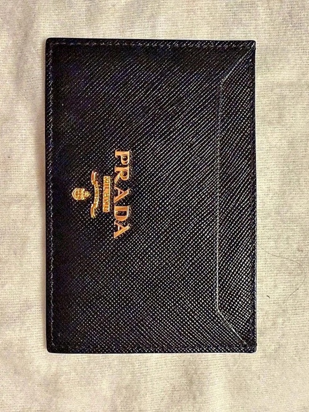 Prada Saffiano Leather Card Holder Black